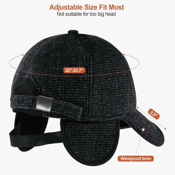 NWOT-Winter Men’s Gray Cap with Ear Flaps & 'Best Husband Ever' Patch. - Picture 4 of 4